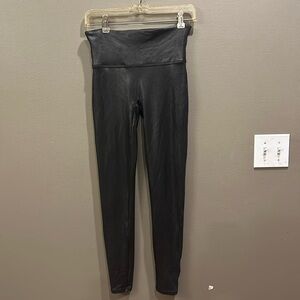 Spanx Liquid Metallic Faux Leather Shapewear Tummy Control Leggings Medium